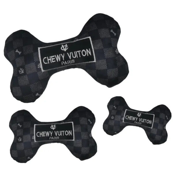 Chewy Vuiton Black Checker Bone Toy