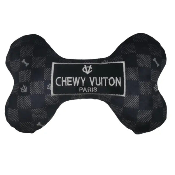 Chewy Vuiton Black Checker Bone Toy - Image 2