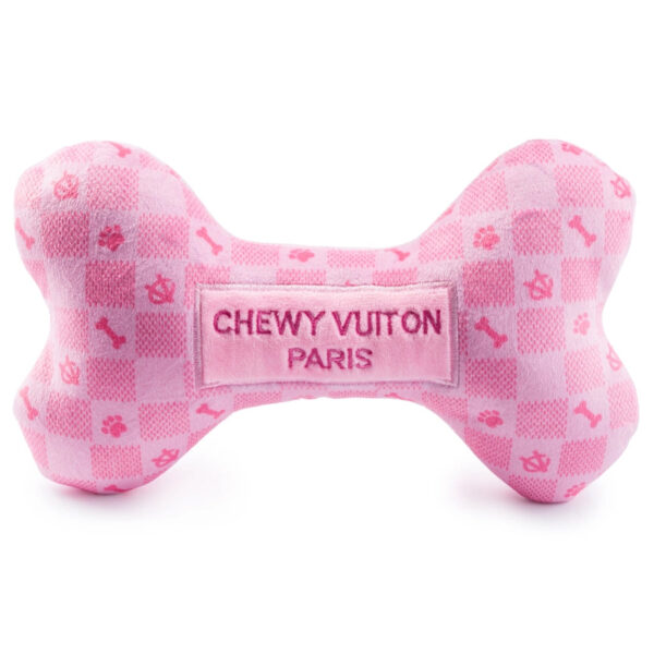 Chewy Vuiton Pink Checker Bone Toy - Image 3